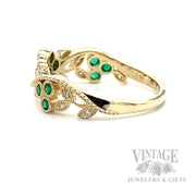 Emerald Vines Diamond Accented 14k Gold Ring Side View