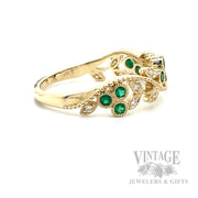 Emerald Vines Diamond Accented 14k Gold Ring Side View