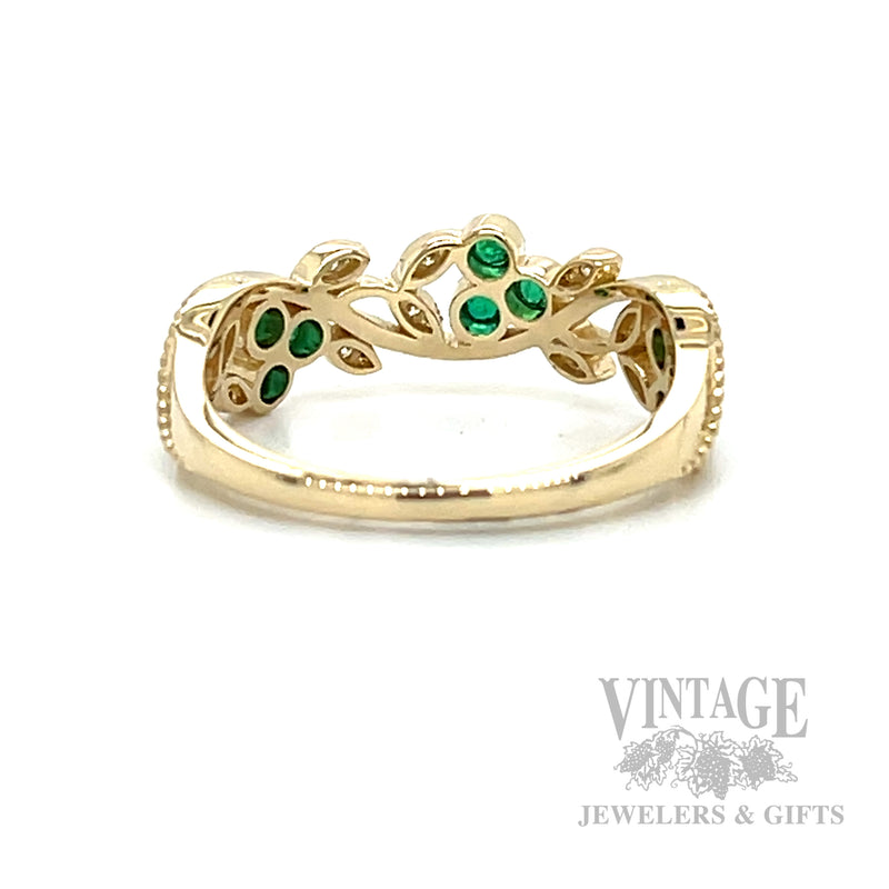 Emerald Vines Diamond Accented 14k Gold Ring Back/Interior View