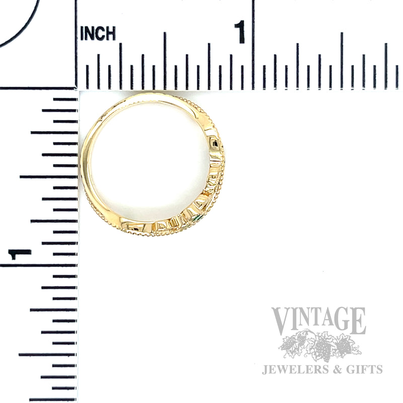Emerald Vines Diamond Accented 14k Gold Ring Scale View