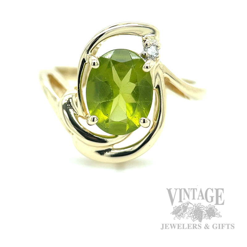 Peridot Diamond Accented Freeform 14k Gold Ring
