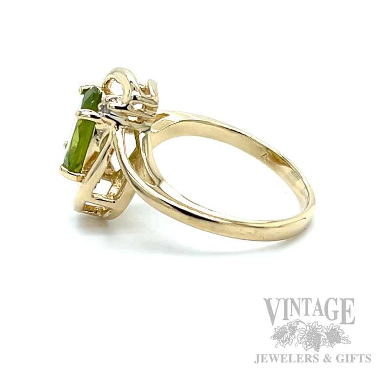 Peridot Diamond Accented Freeform 14k Gold Ring
