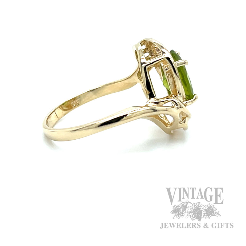 Peridot Diamond Accented Freeform 14k Gold Ring