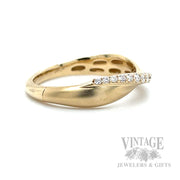 Satin Criss-Cross Diamond Accented 14k Gold Ring Side View