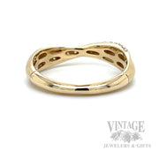 Satin Criss-Cross Diamond Accented 14k Gold Ring Back/Interior View