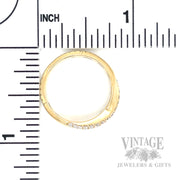 Satin Criss-Cross Diamond Accented 14k Gold Ring Scale View