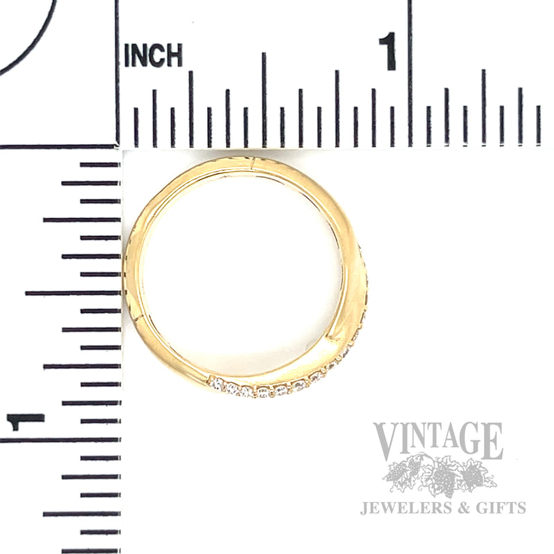 Satin Criss-Cross Diamond Accented 14k Gold Ring Scale View