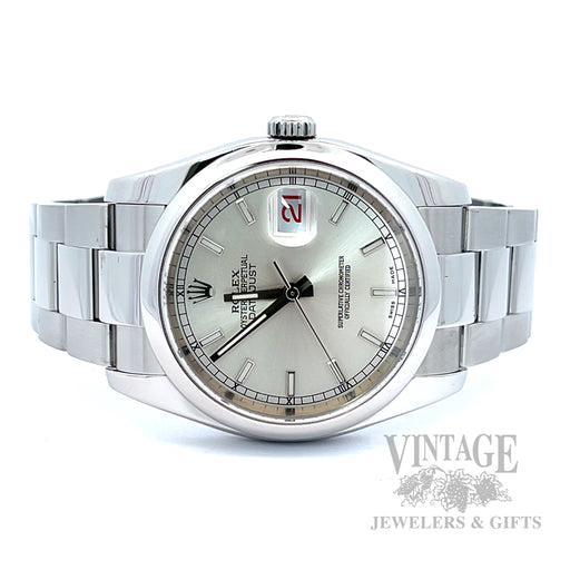 Pre-Owned Men's Rolex Datejust 36 Silver Dial Oyster Bracelet – Ref. 116200 – Box & Papers Front View