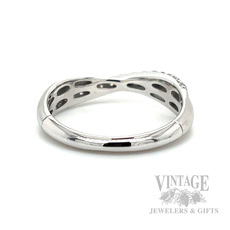 Satin Criss-Cross Diamond Accented 14k White Gold Ring Back/Interior View