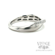 Satin Criss-Cross Diamond Accented 14k White Gold Ring Side View