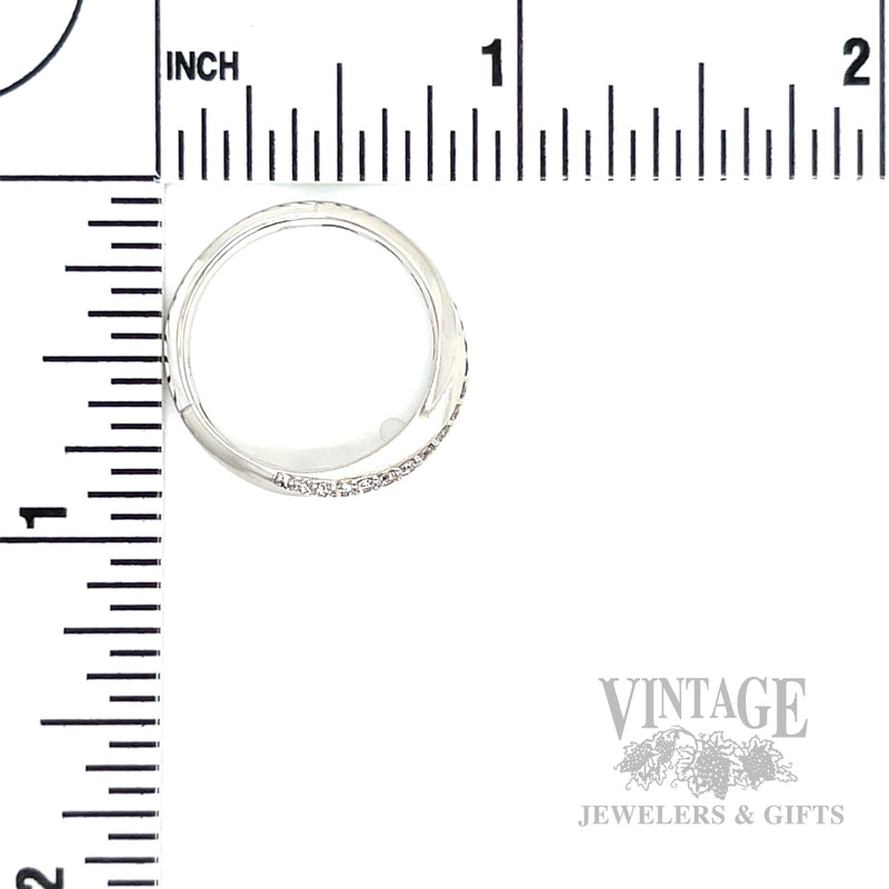 Satin Criss-Cross Diamond Accented 14k White Gold Ring Scale View