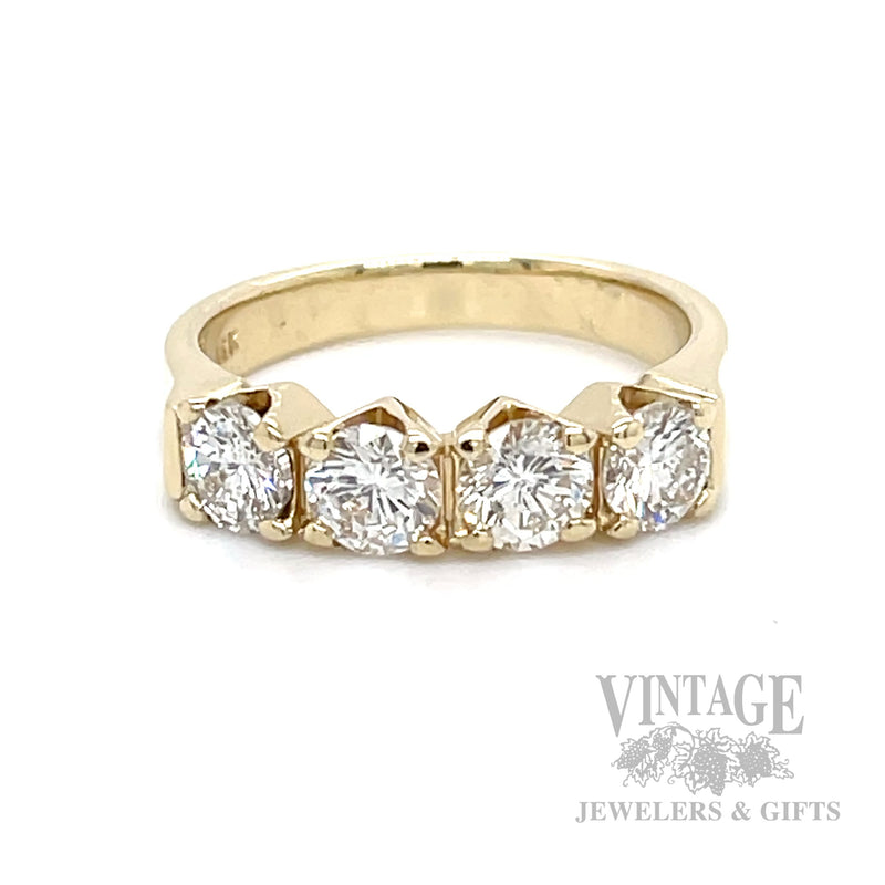 Four Stone 1.4 CTW Diamond 14k Gold Ring Front View