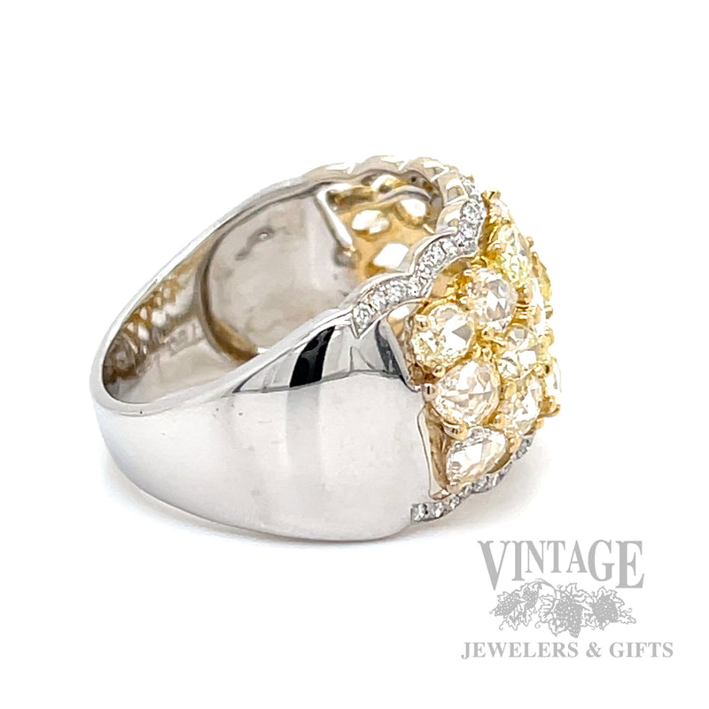 Rose Cut Yellow Diamond 18 Karat Gold Ring Side View