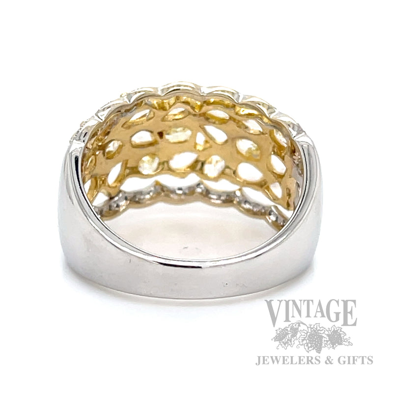 Rose Cut Yellow Diamond 18 Karat Gold Ring Back/Interior View
