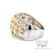 Rose Cut Yellow Diamond 18 Karat Gold Ring Side View