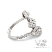 Diamond Leaf 18k White Gold Bypass Ring Side View