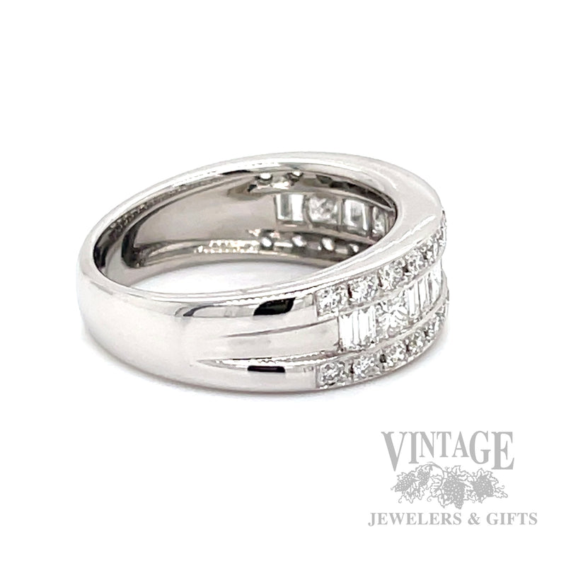 Diamond Multi-Row 14k White Gold Ring Band Side View