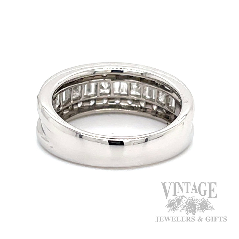Diamond Multi-Row 14k White Gold Ring Band Back/Interior View