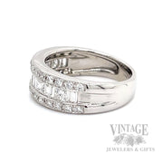 Diamond Multi-Row 14k White Gold Ring Band Side View