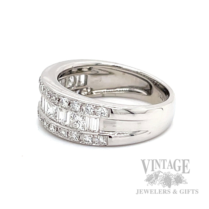 Diamond Multi-Row 14k White Gold Ring Band Side View