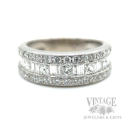 Diamond Multi-Row 14k White Gold Ring Band Front View
