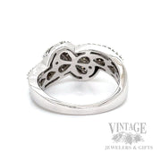 Knot Multi-Row White and Chocolate Diamond 14k White Gold Ring Back View