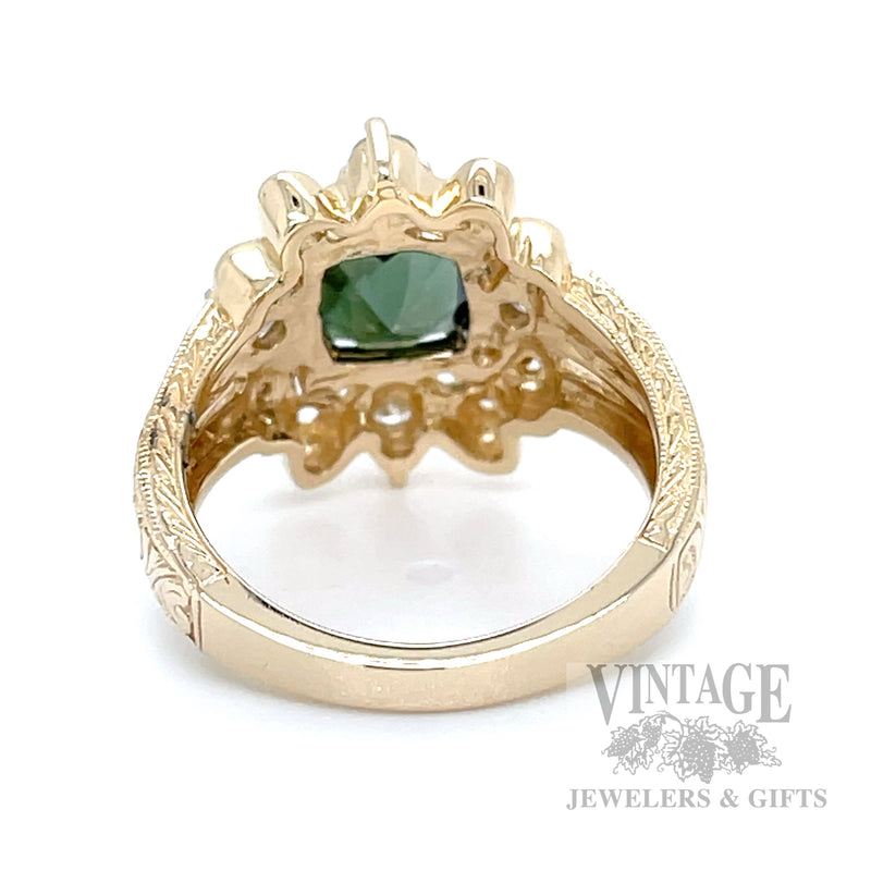 Green Tourmaline and Diamond 14k Gold Ring