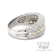 Diamond Pavé Multi-Row 14k Two Tone Gold Ring Side View