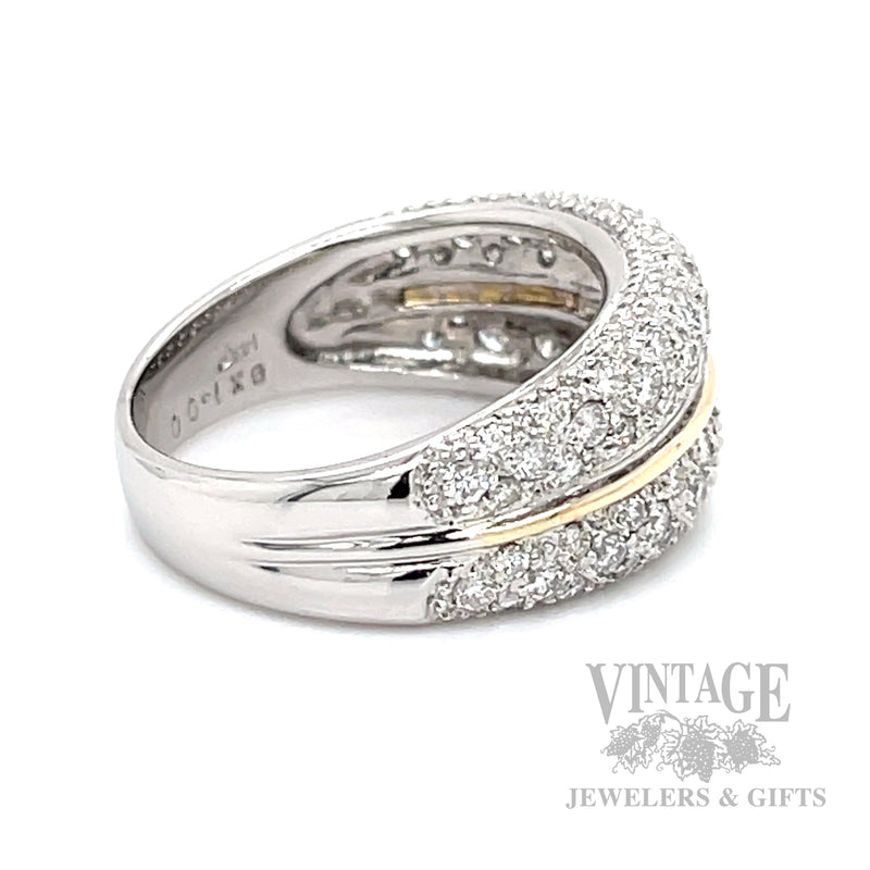 Diamond Pavé Multi-Row 14k Two Tone Gold Ring Side View