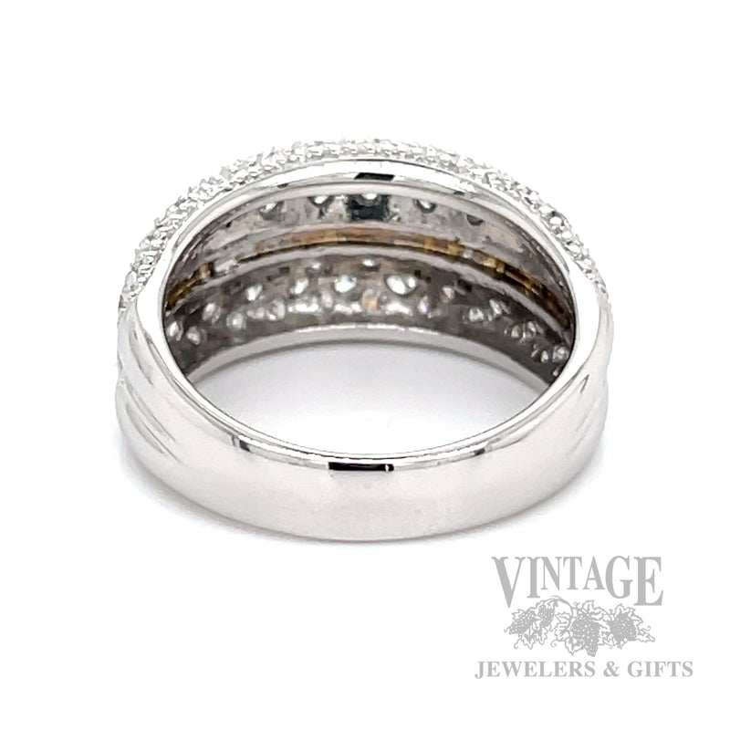 Diamond Pavé Multi-Row 14k Two Tone Gold Ring Back/Interior View