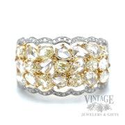 Rose Cut Yellow Diamond 18 Karat Gold Ring Front View