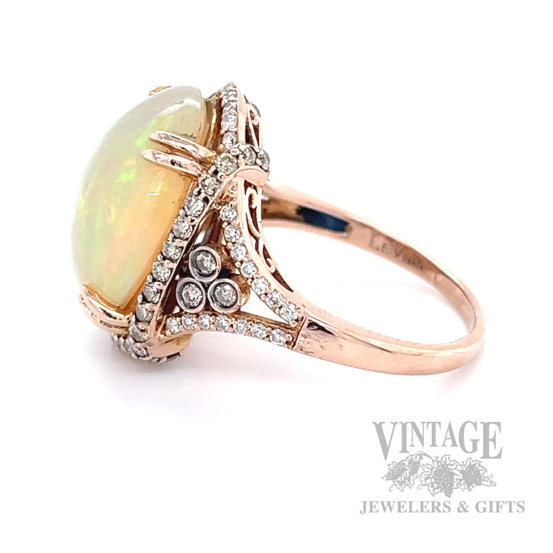 Opal and Chocolate Diamond Accented 14k Rose Gold Ring