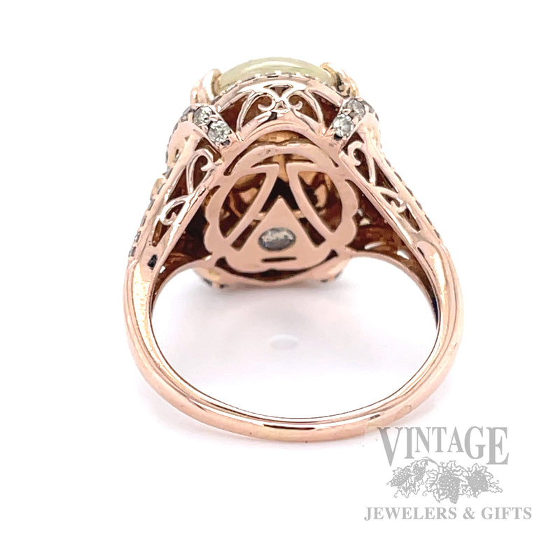 Opal and Chocolate Diamond Accented 14k Rose Gold Ring