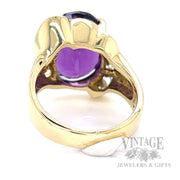 Bypass Amethyst and Diamond 18k Gold Ring Back/Interior View
