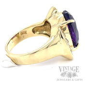 Bypass Amethyst and Diamond 18k Gold Ring Side View