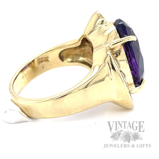 Bypass Amethyst and Diamond 18k Gold Ring Side View