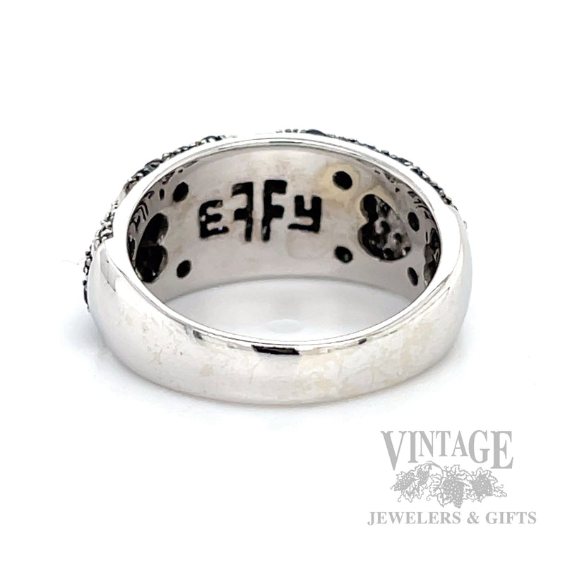 Blue Sapphire and Diamond pave 14k white gold ring
