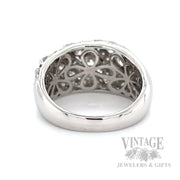 Domed Diamond Rows 14k White Gold Ring Back View