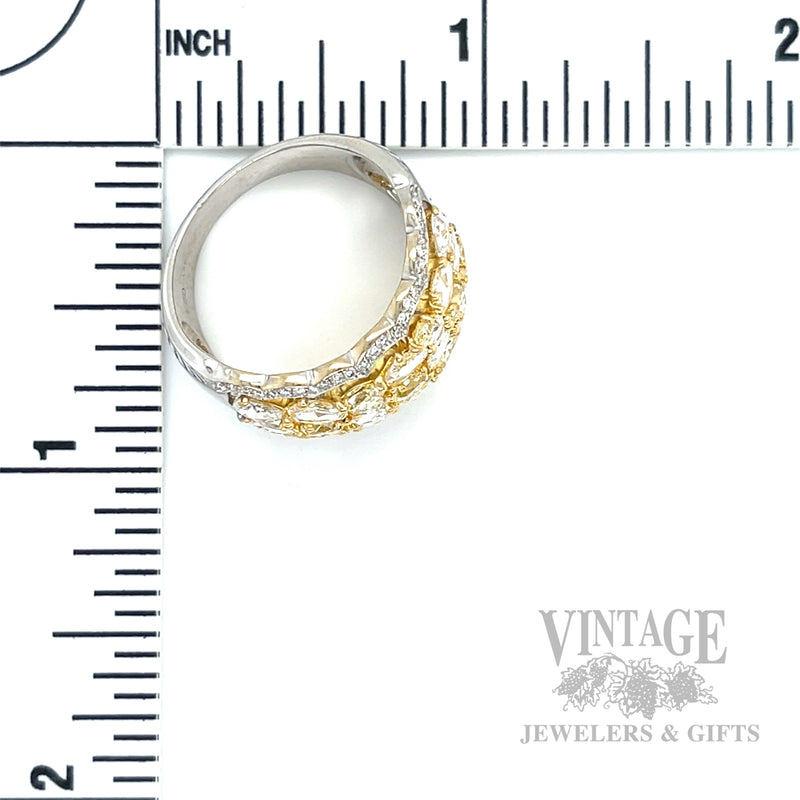 Rose Cut Yellow Diamond 18 Karat Gold Ring Scale View