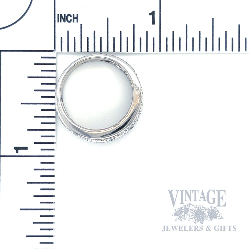 Diamond Multi-Row 14k White Gold Ring Band Scale View