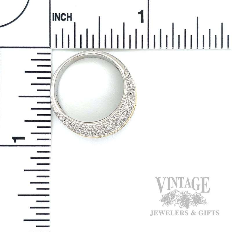 Diamond Pavé Multi-Row 14k Two Tone Gold Ring Scale View