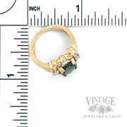 Rose Cut Yellow Diamond 18 Karat Gold Ring Scale View