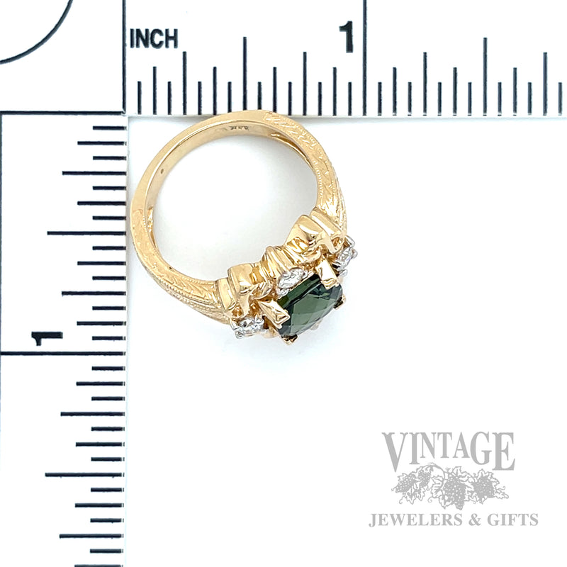 Rose Cut Yellow Diamond 18 Karat Gold Ring Scale View