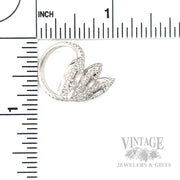 Diamond Leaf 18k White Gold Bypass Ring Scale View