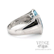 Bow Tie Aquamarine Diamond Accented 18k White Gold Ring Side View
