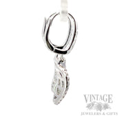 Dangle Diamond Leaf 18k White Gold Earrings Side View