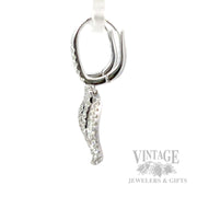 Dangle Diamond Leaf 18k White Gold Earrings Side View