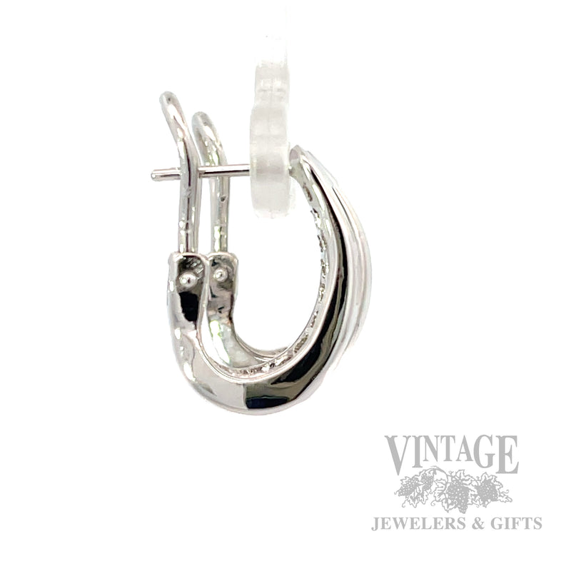 Graduated Diamond Huggie 18k White Gold Earrings