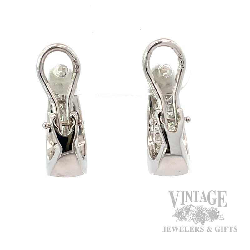 Graduated Diamond Huggie 18k White Gold Earrings