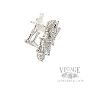 Diamond Pave Leaves 14k White Gold Earrings Side View
